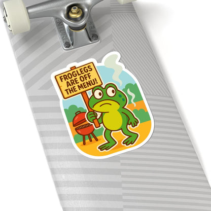 ColorFlow | Froglegs Off The Menu BBQ Frog Sticker | Funny Protest Vinyl Decal | Waterproof Grill Party Frog Sticker