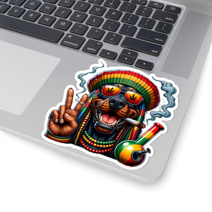 ColorFlow | Rasta Rottweiler Peace Bong Glossy Vinyl Sticker | Kiss Cut or Die Cut | Waterproof Weed Dog Cannabis Reggae