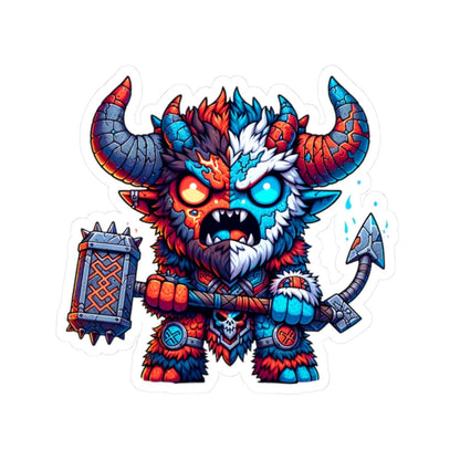 ColorFlow | Fire and Ice Beast Monster Vinyl Sticker | Dual Element Art Decal | Fantasy Collectible | Unique Gift Idea