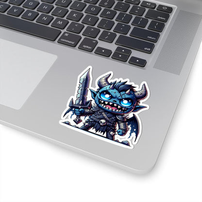 ColorFlow | Blue Armored Demon Warrior Monster Vinyl Sticker | Fantasy Art Decal | Unique Collectible | Cool Gift Idea