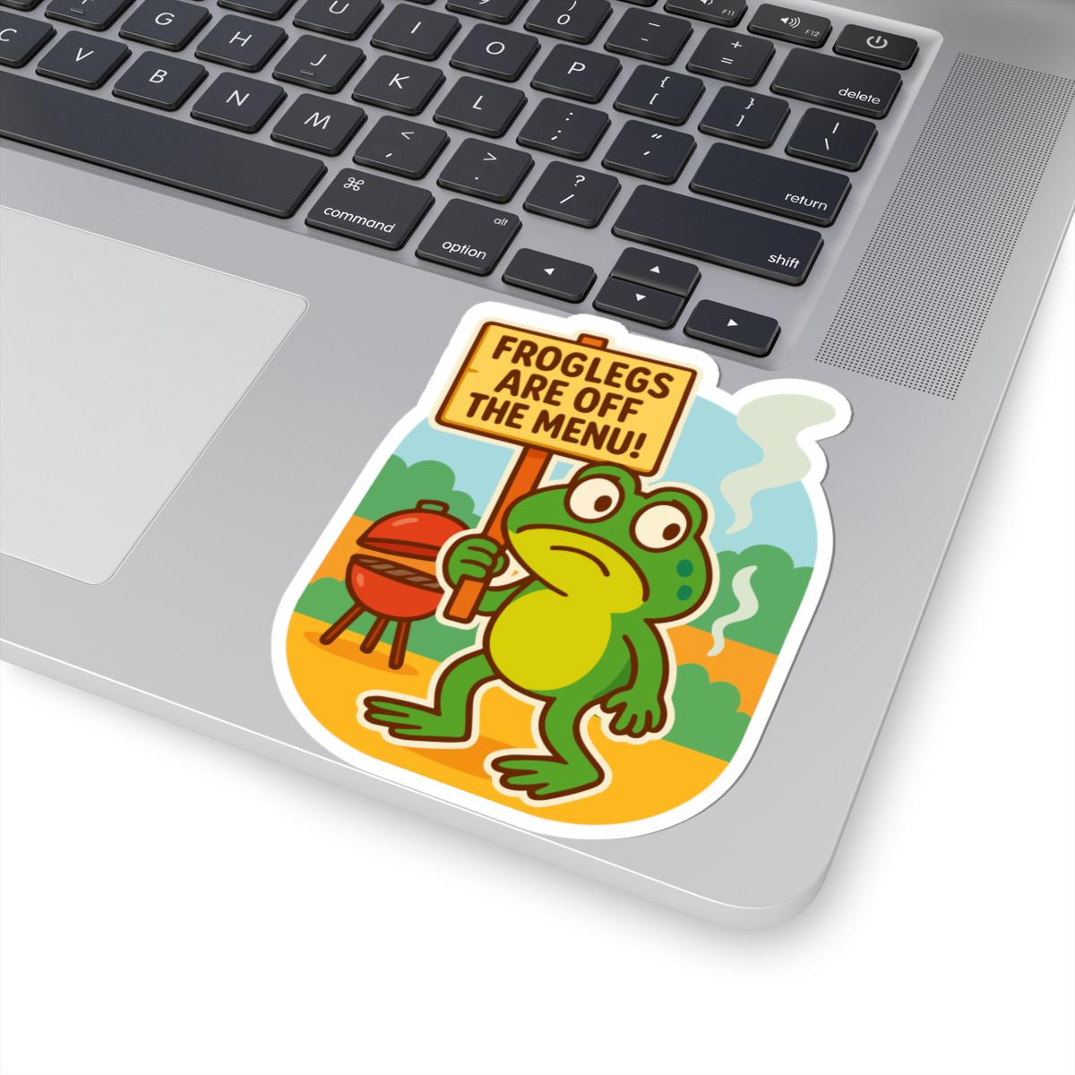 ColorFlow | Froglegs Off The Menu BBQ Frog Sticker | Funny Protest Vinyl Decal | Waterproof Grill Party Frog Sticker