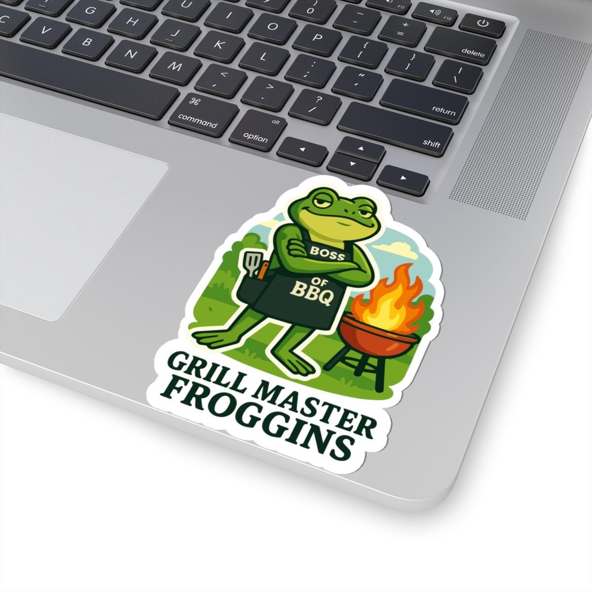 ColorFlow | Grill Master Froggins Funny Frog BBQ Sticker | Waterproof Grill Boss Vinyl Decal for Outdoor Party Lovers