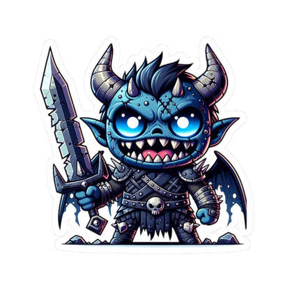ColorFlow | Blue Armored Demon Warrior Monster Vinyl Sticker | Fantasy Art Decal | Unique Collectible | Cool Gift Idea
