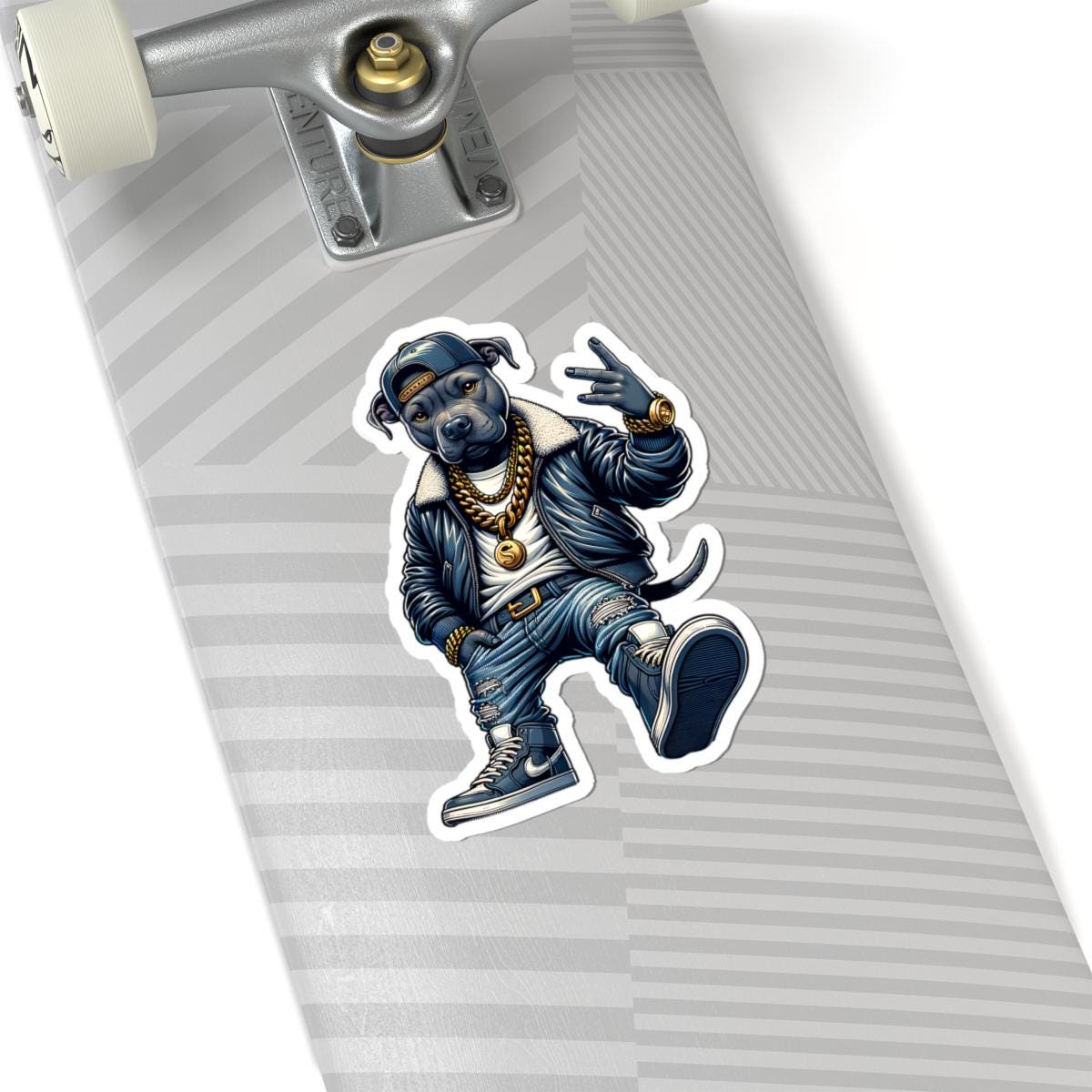 ColorFlow | Streetwear Hip-Hop Dog Kiss Cut Sticker Urban Rap Style Character Art for Laptops Water Bottles Journals and More