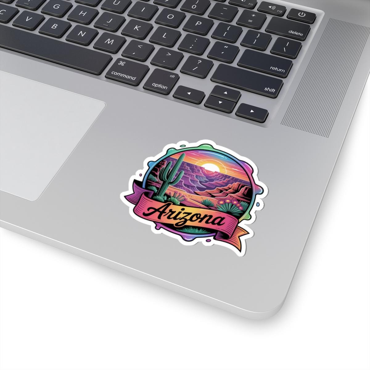 Arizona Desert Sunset Retro Travel Sticker | Southwestern Cactus Canyon Decal