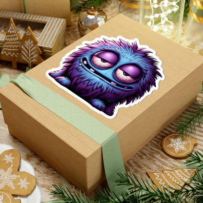 Fuzzy Blue Purple Monster Sticker | Waterproof Vinyl Art for Laptops, Journals