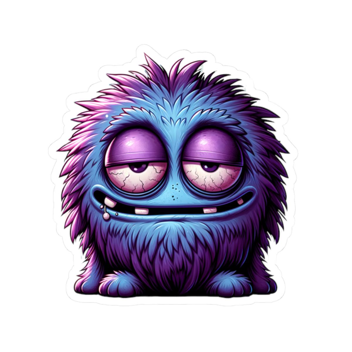 Fuzzy Blue Purple Monster Sticker | Waterproof Vinyl Art for Laptops, Journals