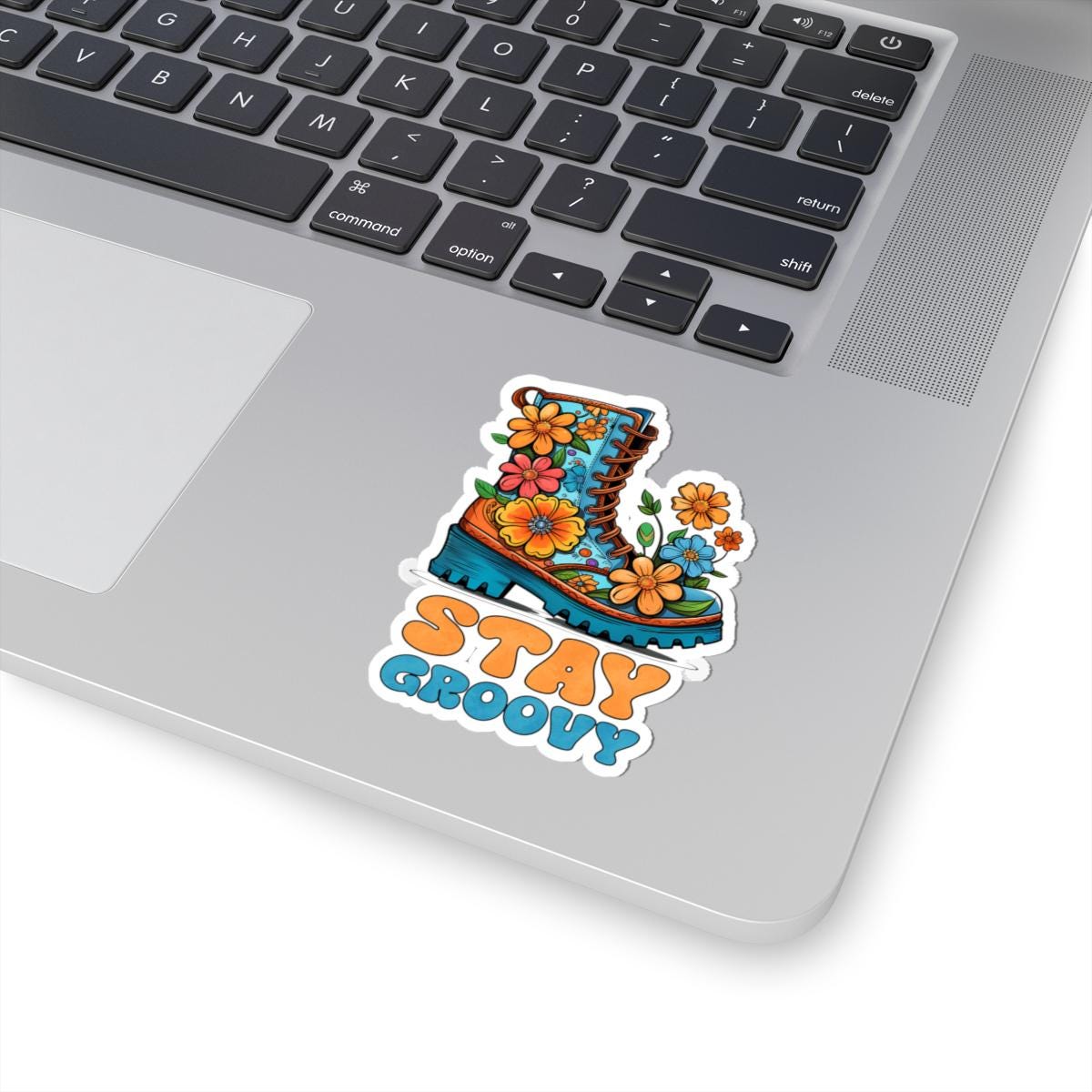 ColorFlow | Stay Groovy Floral Boot Retro Hippie Positivity Art Vinyl Sticker