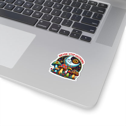 ColorFlow | Never Stop Growing Psychedelic Mushroom Garden Retro Art Vinyl Sticker