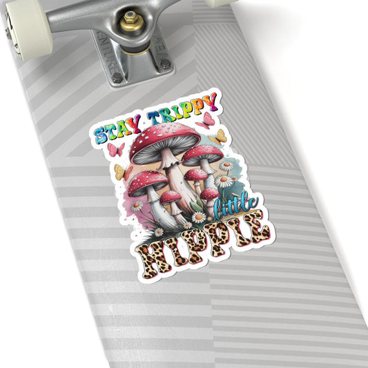 ColorFlow | Stay Trippy Little Hippie Psychedelic Mushroom Butterfly Retro Art Vinyl Sticker