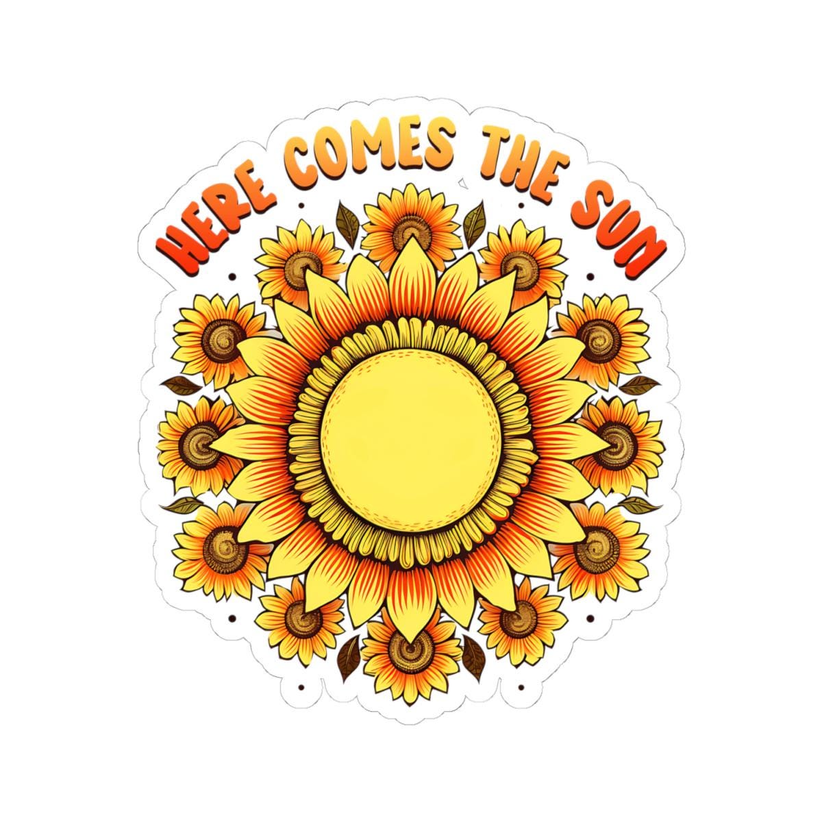ColorFlow | Here Comes the Sun Sunflower Retro Sunshine Floral Art Vinyl Sticker