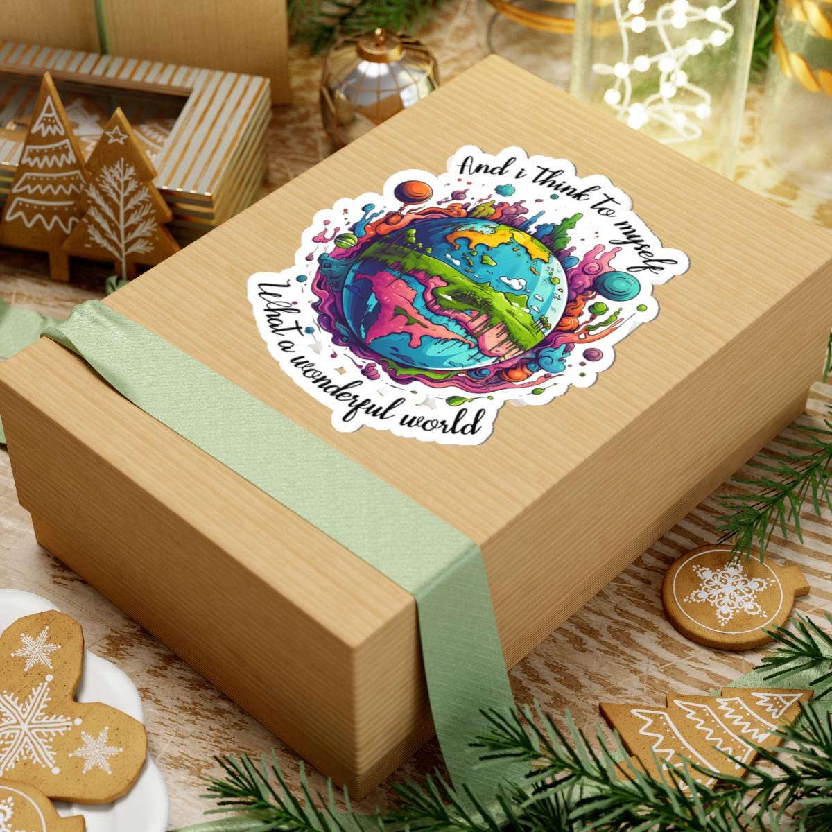 ColorFlow | What a Wonderful World Colorful Earth Retro Positivity Art Vinyl Sticker