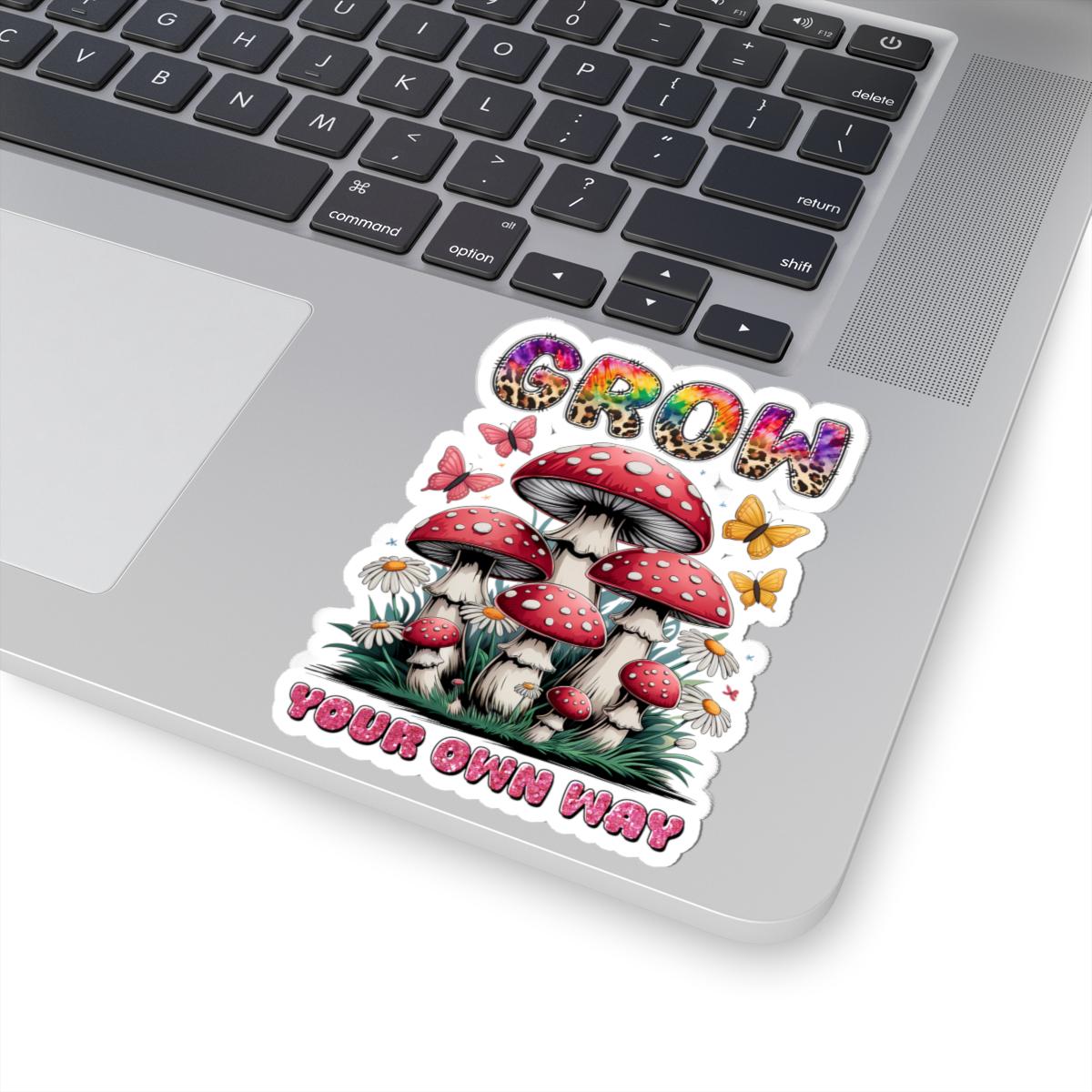 ColorFlow | Grow Your Own Way Mushroom Garden Whimsical Nature Retro Art Vinyl Sticker