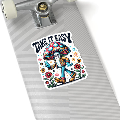 ColorFlow | Take It Easy Peace Sign Mushroom Groovy Retro Floral Art Vinyl Sticker