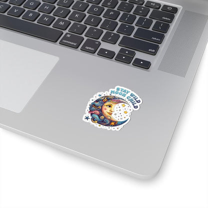 ColorFlow | Stay Wild Moon Child Celestial Moon Face Cosmic Boho Art Vinyl Sticker