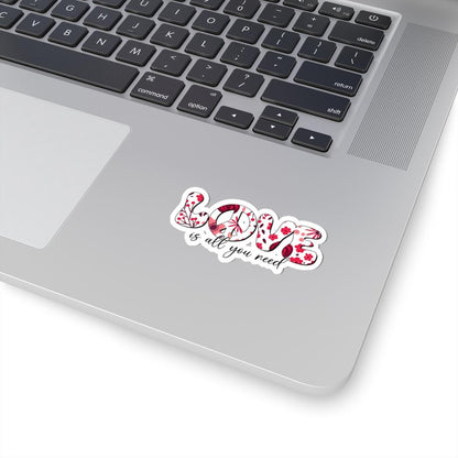 ColorFlow | Love Is All You Need Floral Peace Sign Romantic Retro Art Vinyl Sticker
