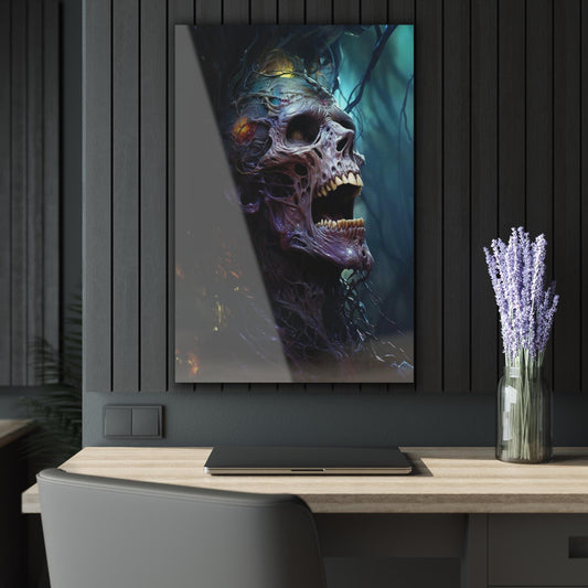 ColorFlow | Horror Forest Skull Metal Art Print | Dark Fantasy Artwork | Creepy Gothic Decor | Scary Art Decor