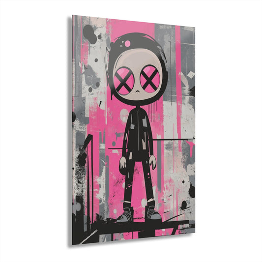 ColorFlow | Pink Eyes Street Character Metal Art Print | Graffiti Pop Artwork | Urban Style Decor | Modern Room Decor | Street Art