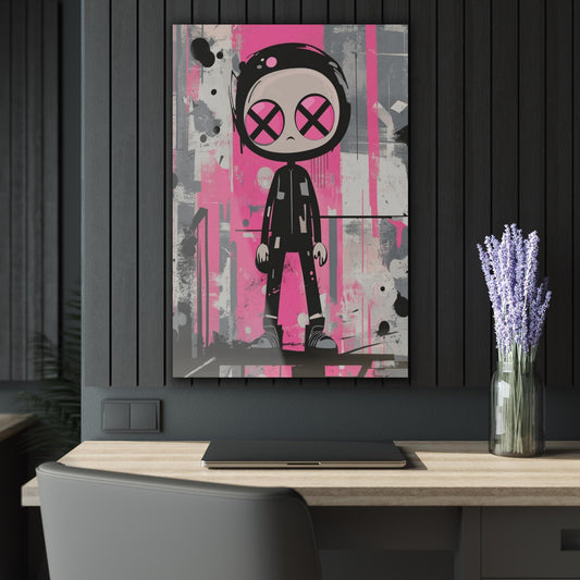ColorFlow | Pink Eyes Street Character Metal Art Print | Graffiti Pop Artwork | Urban Style Decor | Modern Room Decor | Street Art