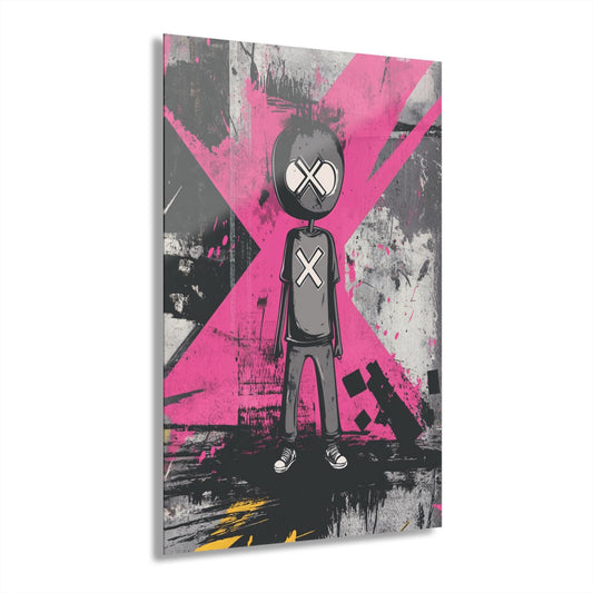 ColorFlow | X Eyes Hoodie Character Metal Art Print | Graffiti Style Artwork | Urban Wall Decor | Pop Street Decor | Modern Decor