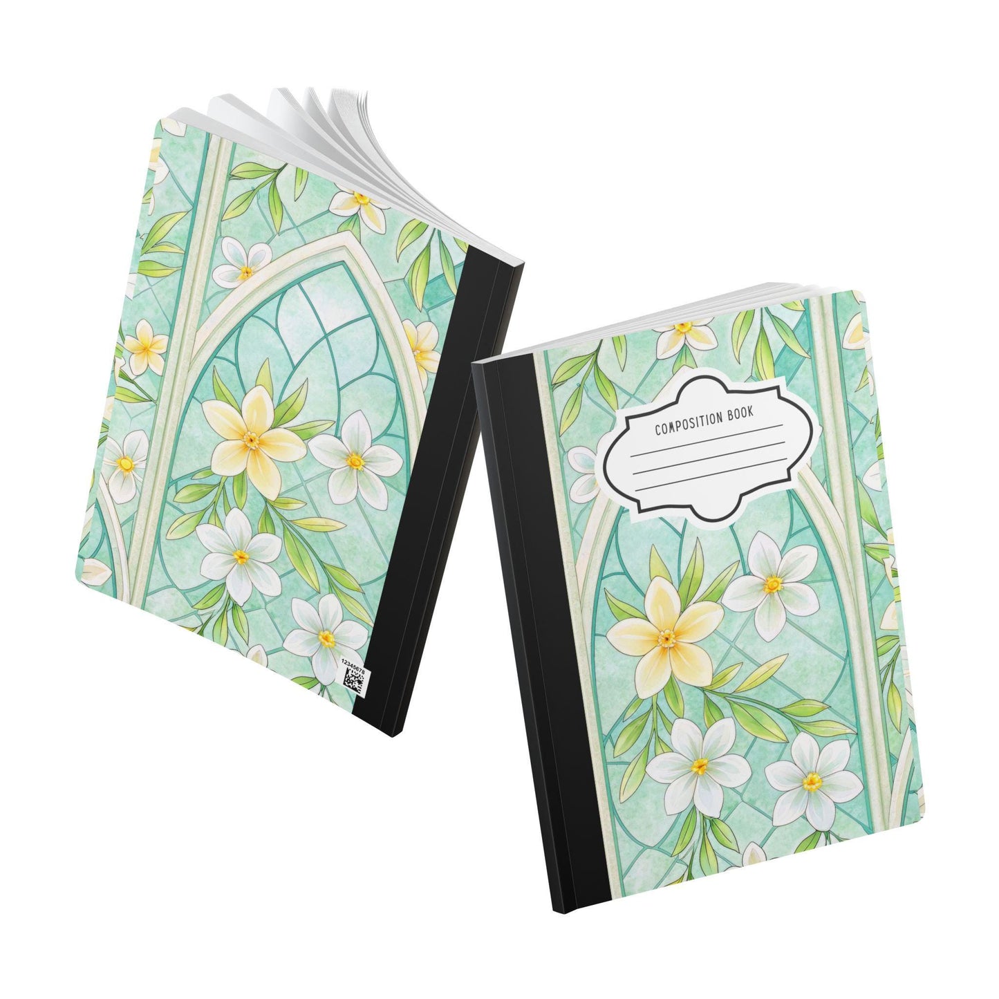 Mint Blossom Composition Notebook | Watercolor Floral Journal for School Work
