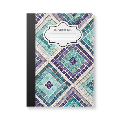 ColorFlow Mosaic Tile Composition Notebook | Teal Turquoise Violet Journal