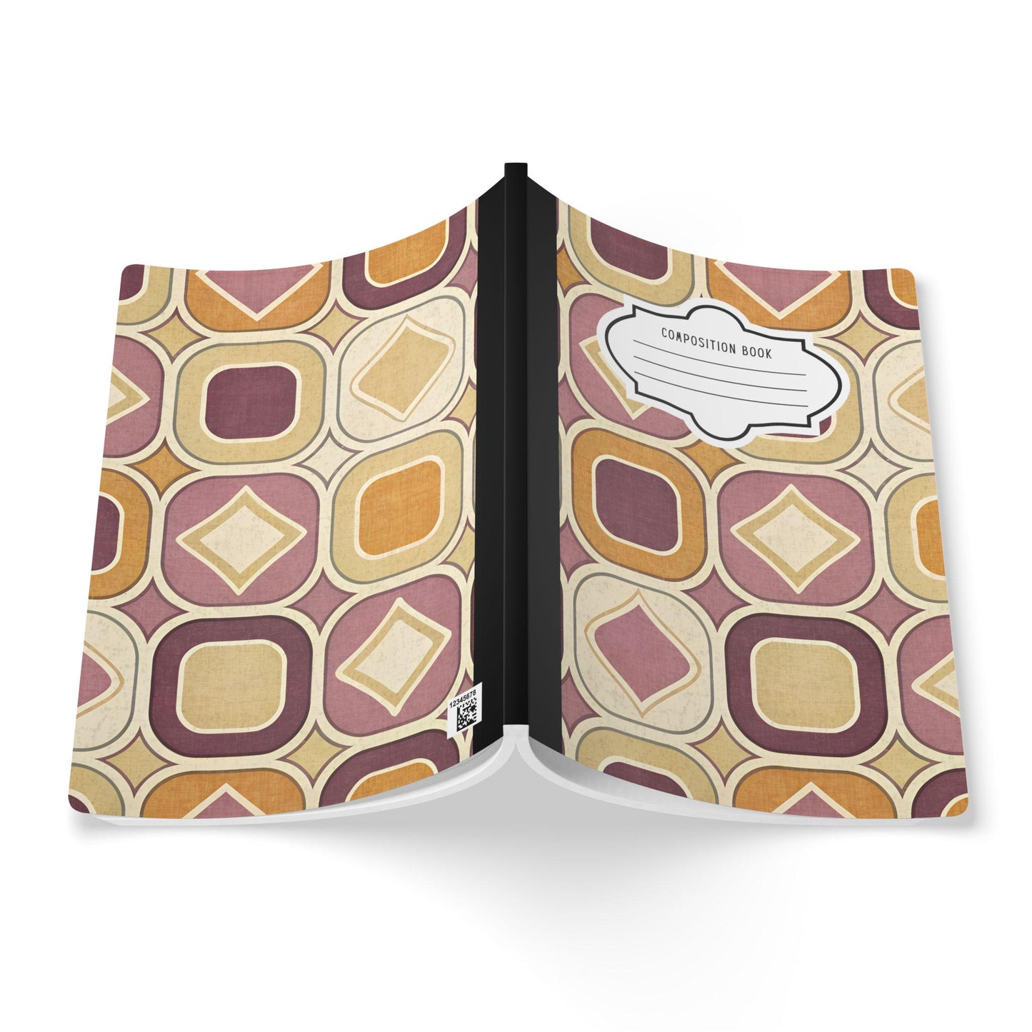 Retro Mod Composition Notebook | Vintage Geometric College Ruled Journal