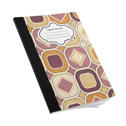 Retro Mod Composition Notebook | Vintage Geometric College Ruled Journal