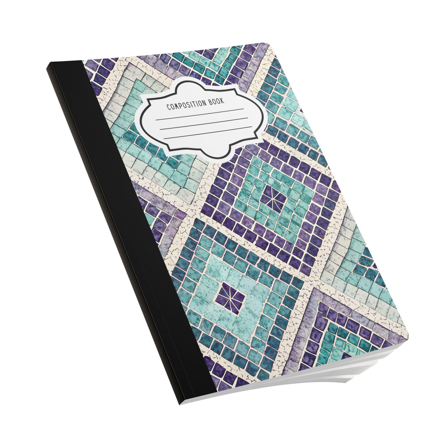 ColorFlow Mosaic Tile Composition Notebook | Teal Turquoise Violet Journal