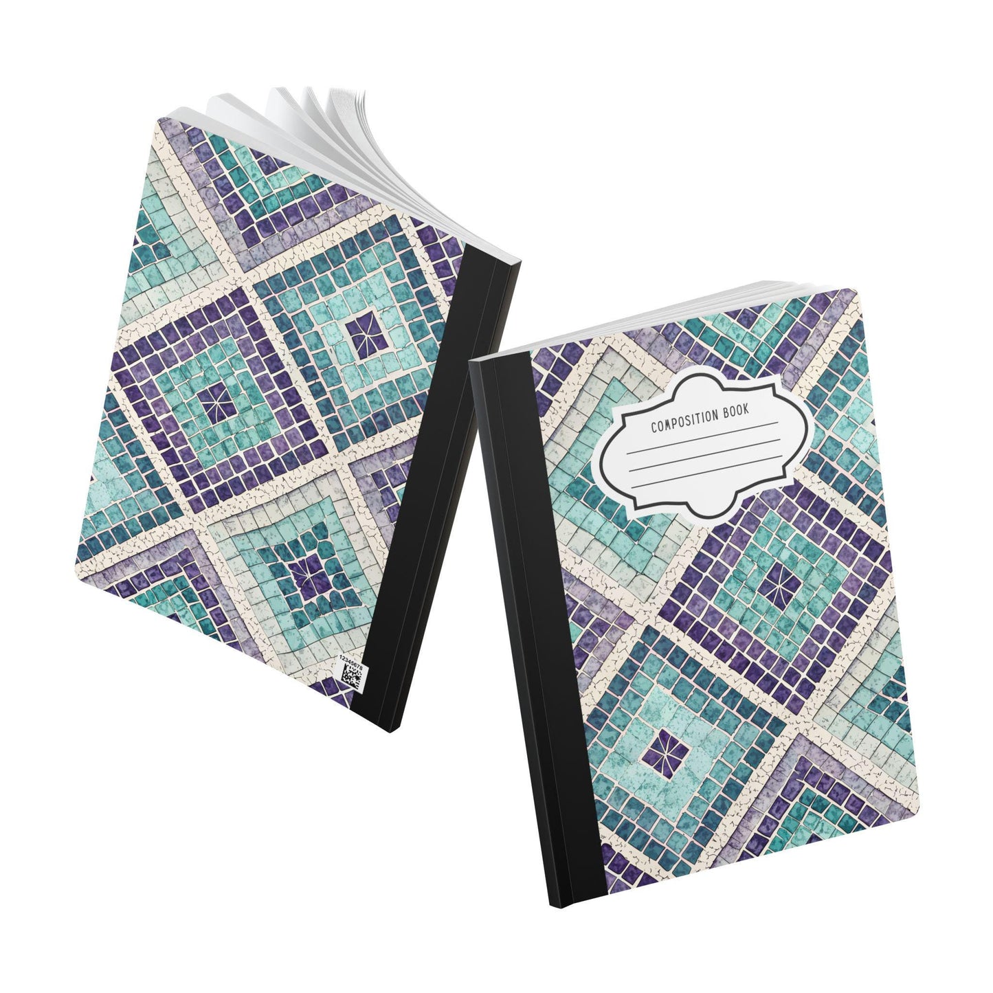 ColorFlow Mosaic Tile Composition Notebook | Teal Turquoise Violet Journal