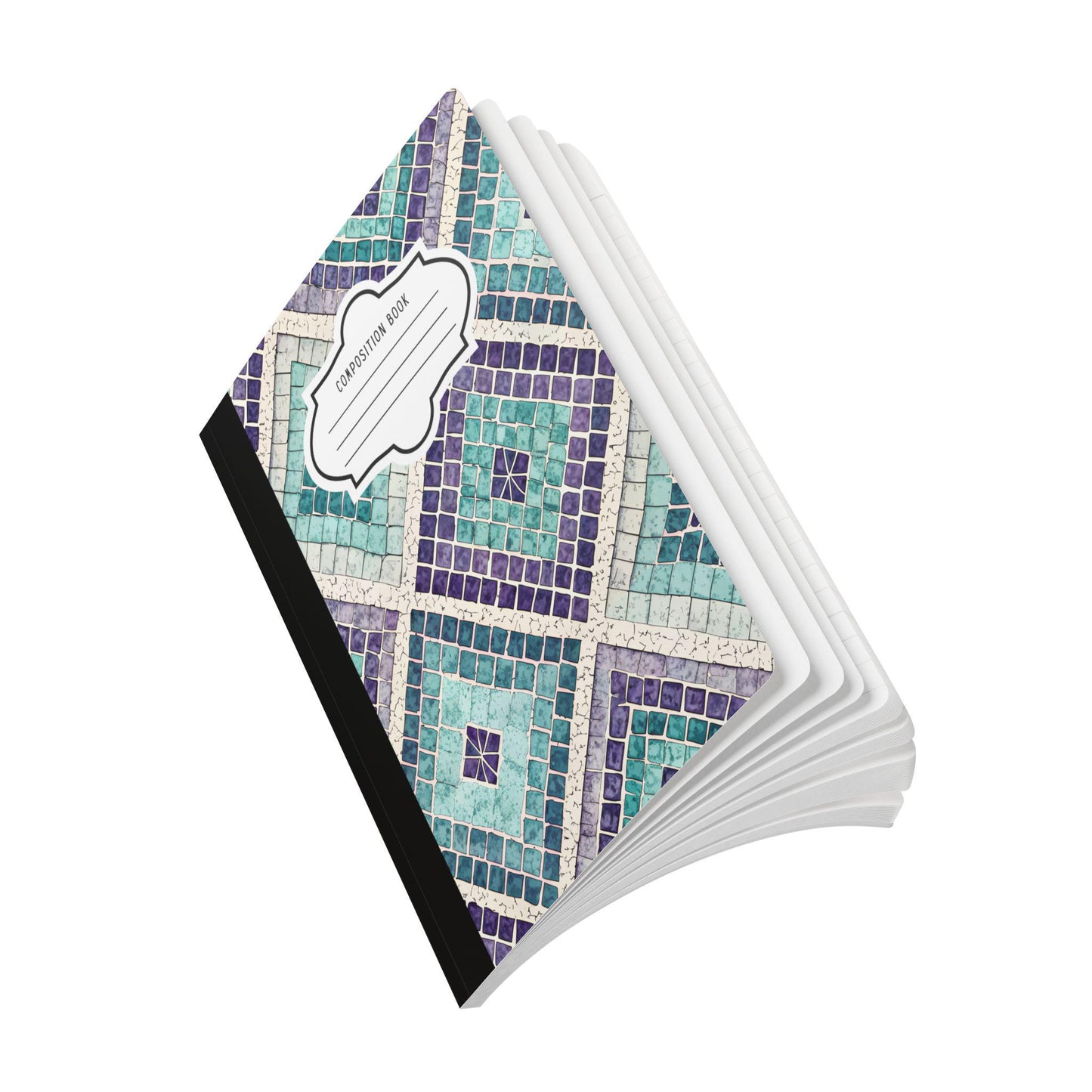 ColorFlow Mosaic Tile Composition Notebook | Teal Turquoise Violet Journal