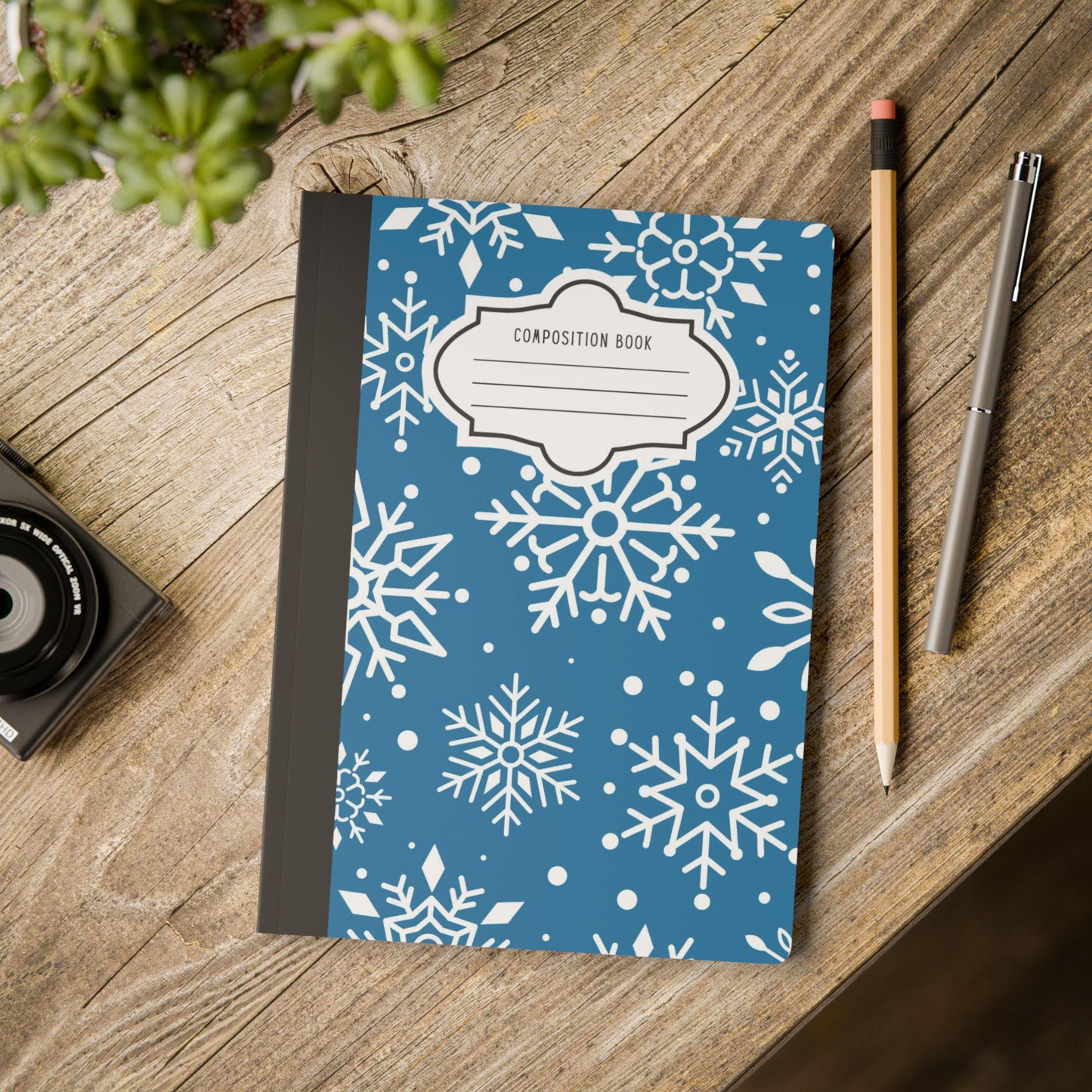 Blue Snowflake Composition Notebook | College Ruled Journal for School, Office, Writing
