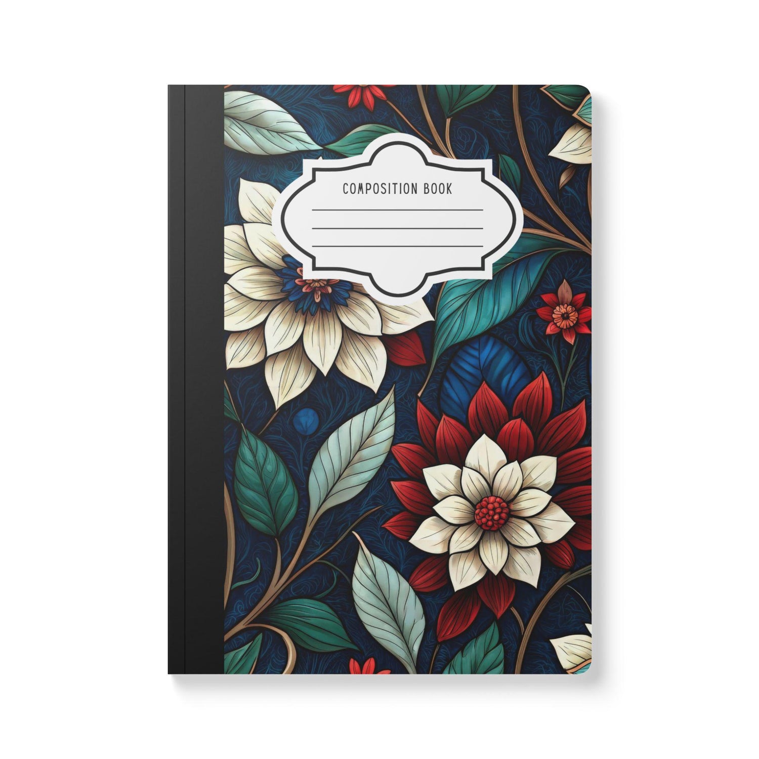 Midnight Elegance Floral Composition Notebook | Chic Botanical Art Journal