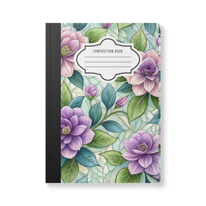 Pastel Floral Composition Notebook | Soft Watercolor Garden Journal, College-Ruled Pages