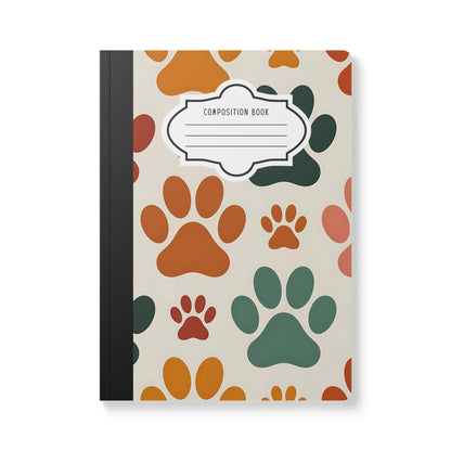 ColorFlow Paw Print Composition Notebook | College Ruled Journal for Students
