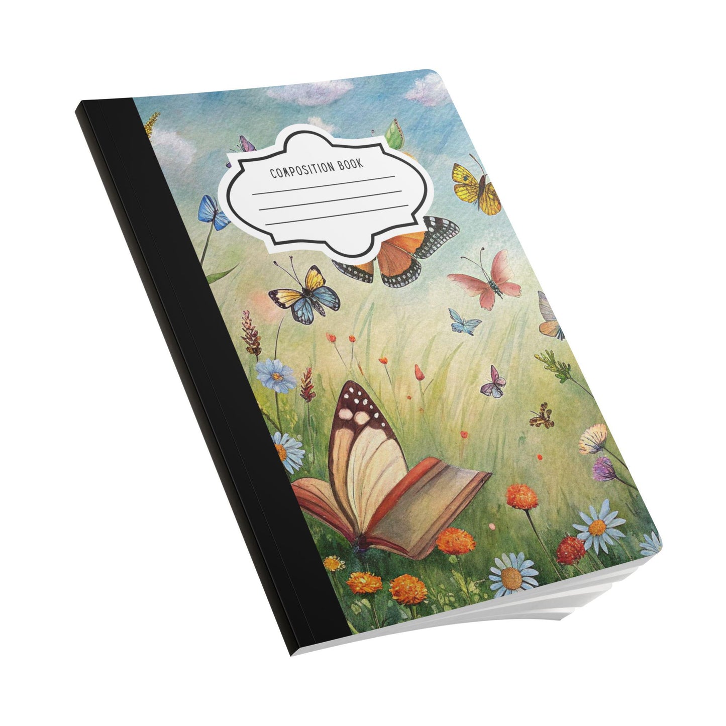 Blooming Garden Butterfly Composition Notebook | Watercolor Floral Journal