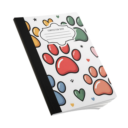 ColorFlow | Cute Paw Print Hearts Composition Notebook College Ruled Journal for Students Writing School Notes Journaling