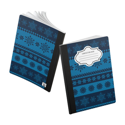 Deep Blue Snowflake Composition Notebook | College Ruled Journal for School, Office
