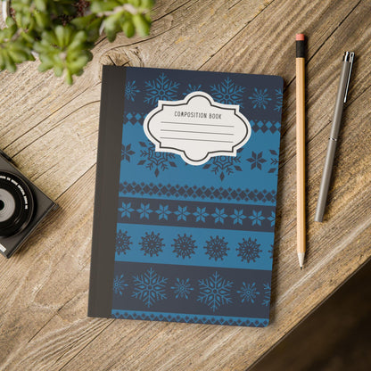 Deep Blue Snowflake Composition Notebook | College Ruled Journal for School, Office