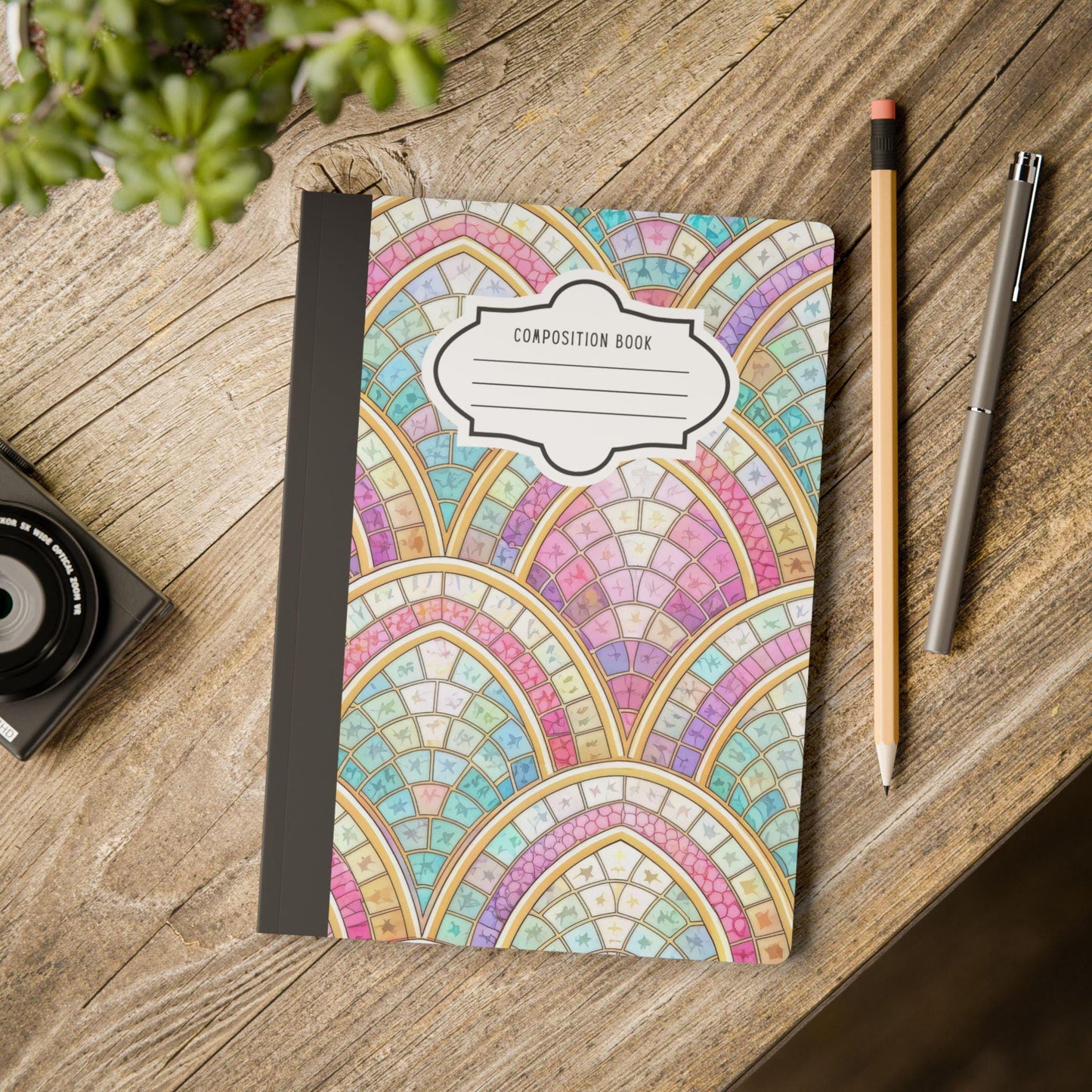 ColorFlow | Pastel Mosaic Arch Pattern Composition Notebook | Colorful Geometric Journal for School and Work
