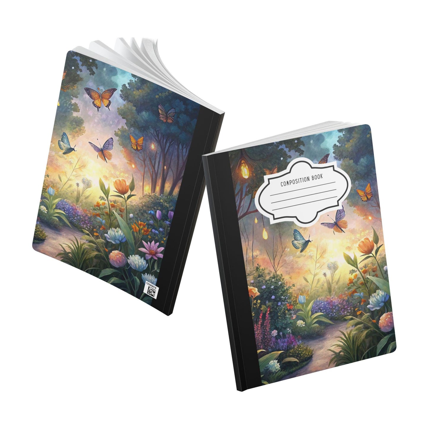 Enchanted Butterfly Composition Notebook | Magical Garden Journal, Watercolor Art Book