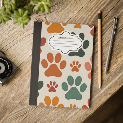 ColorFlow Paw Print Composition Notebook | College Ruled Journal for Students