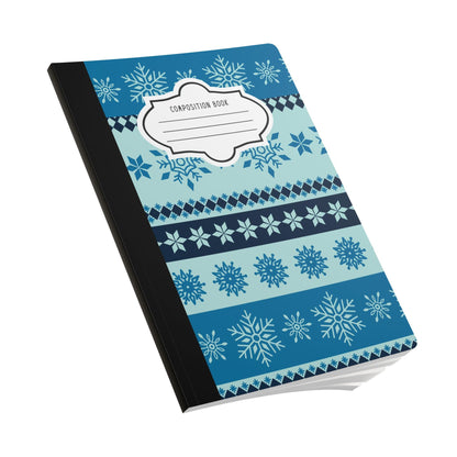 Light Blue Snowflake Composition Notebook | College Ruled Journal for School, Office Writing