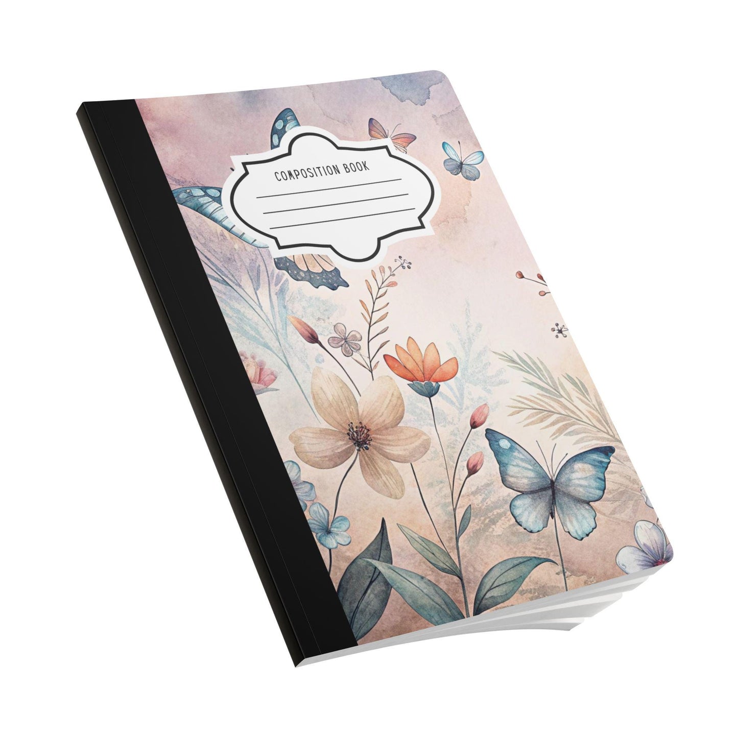 Sky Garden Butterfly Composition Notebook | Pastel Floral Journal for Writing