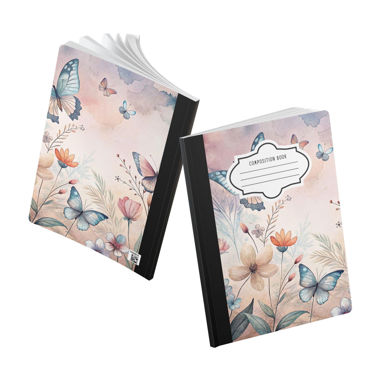 Sky Garden Butterfly Composition Notebook | Pastel Floral Journal for Writing