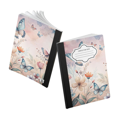 Sky Garden Butterfly Composition Notebook | Pastel Floral Journal for Writing
