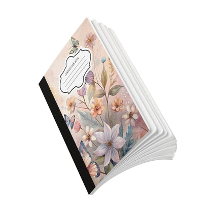 Pastel Blossom Butterfly Composition Notebook | Floral Watercolor Journal for School