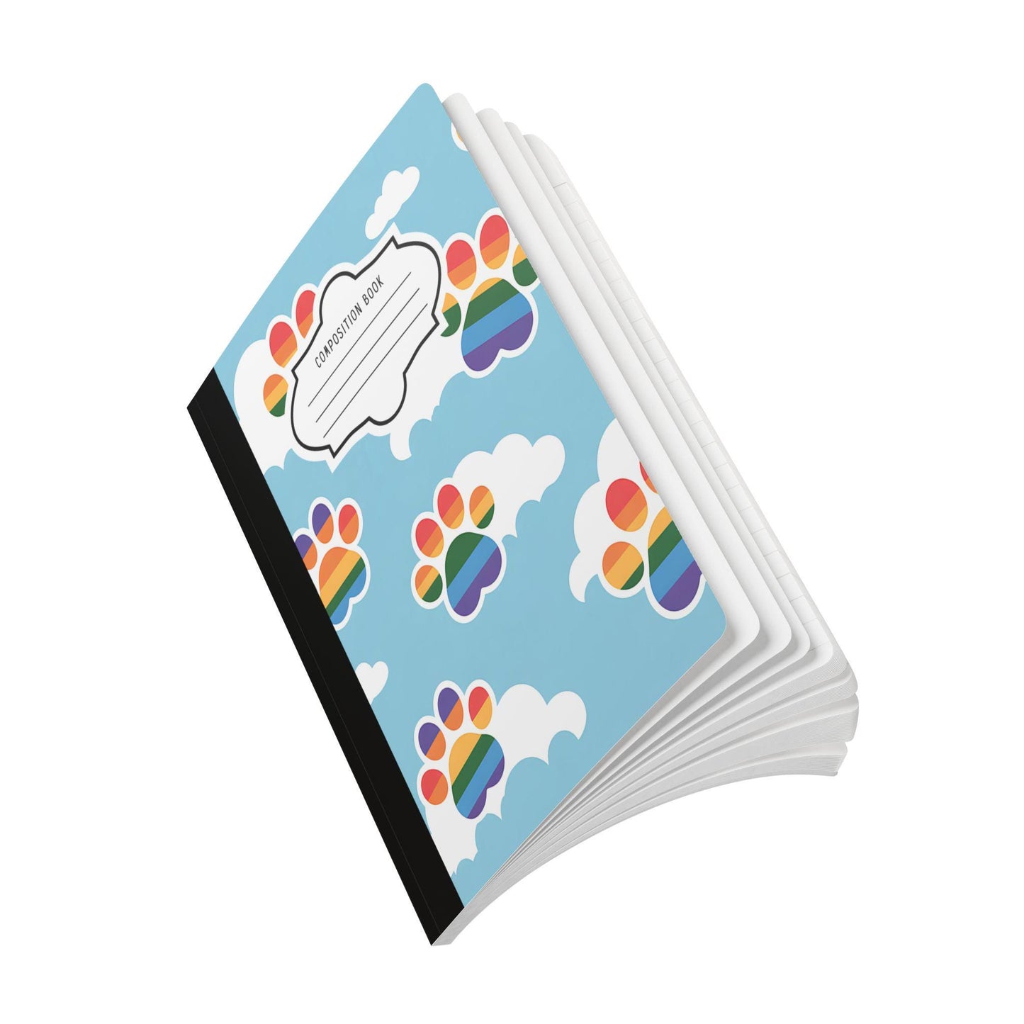 Rainbow Paw Print Clouds Composition Notebook | Animal Lover Journal, School, Work