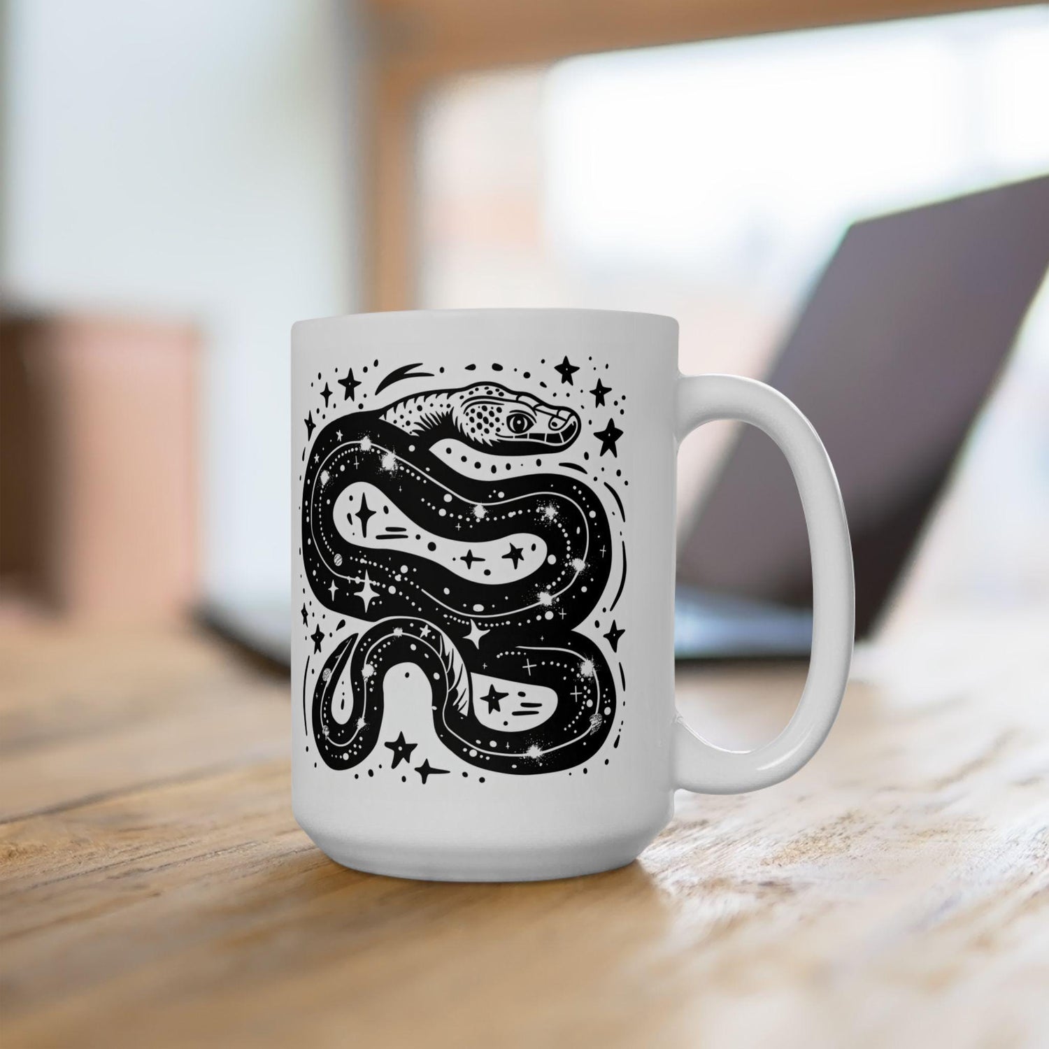Celestial Serpent Ceramic Mug | Cosmic Astrology Coffee Cup (15 oz)