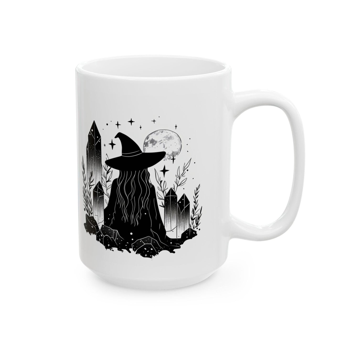 Witch Moon Ceramic Mug | Mystical Crystal Art Coffee Cup (15 oz)